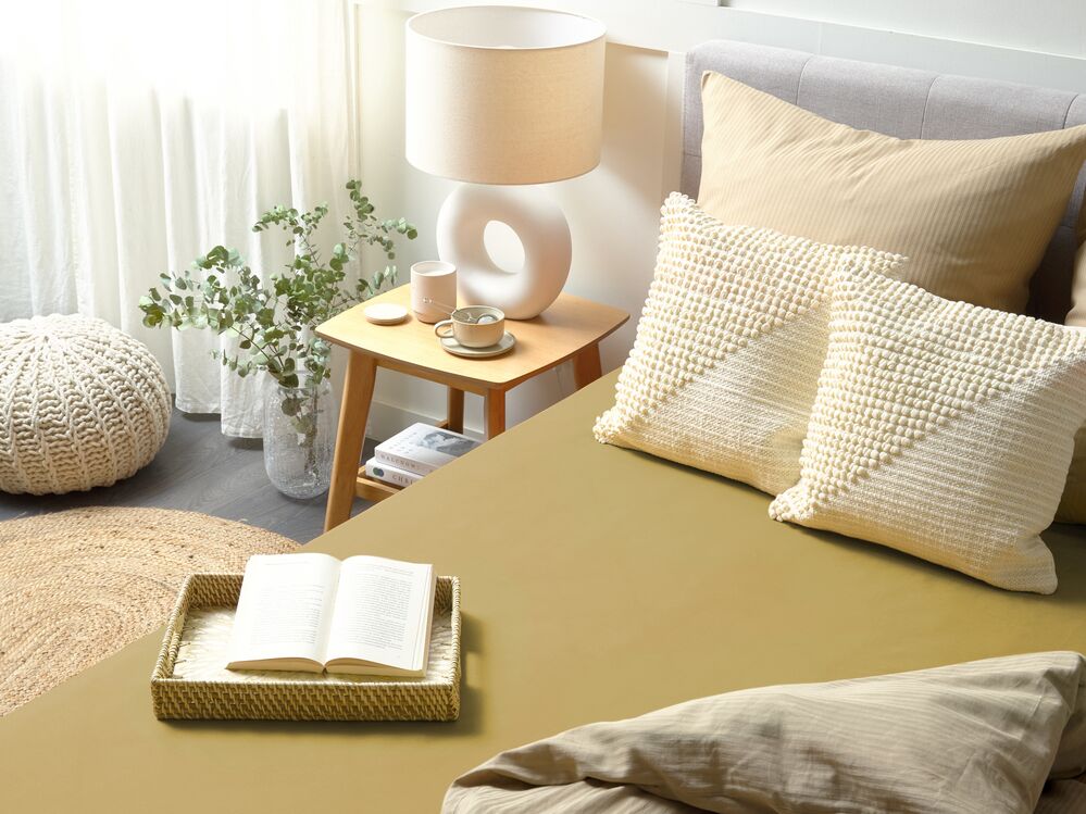 Lenzuolo con angoli cotone verde oliva 140 x 200 cm con bordi elastici modello classico a tinta unita camera da letto classica