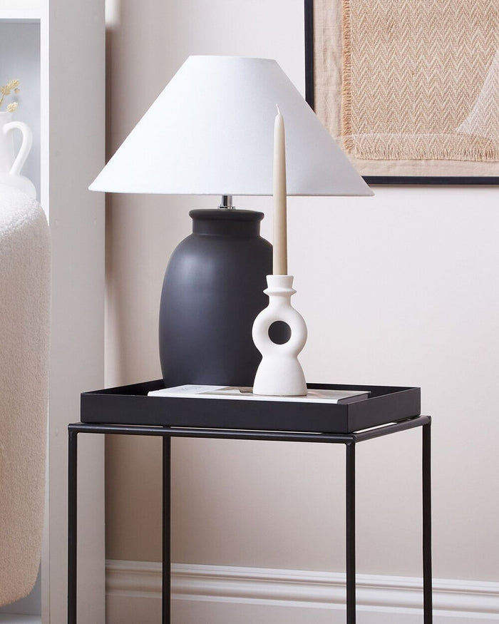 Candeliere ceramica bianco sporco 17 cm portacandele forma curva accessori decorazione