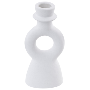 Candeliere ceramica bianco sporco 17 cm portacandele forma curva accessori decorazione