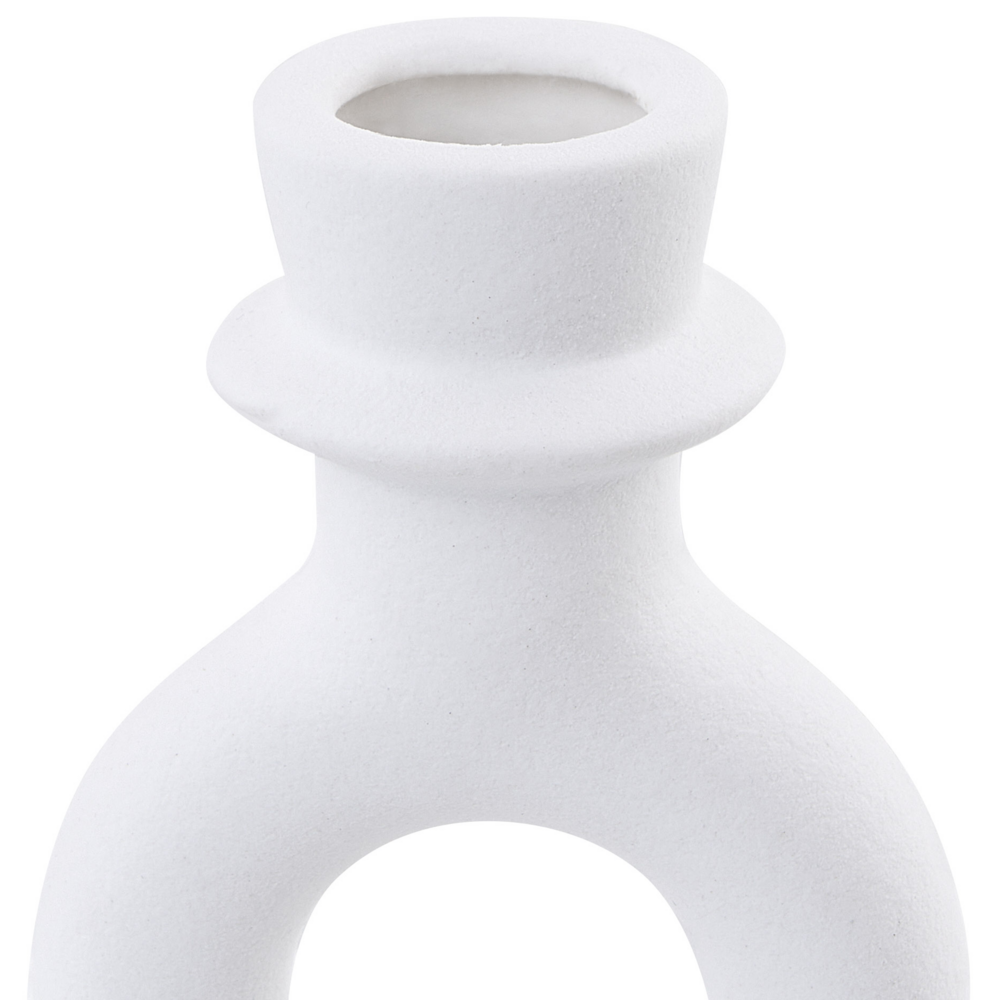 Candeliere ceramica bianco sporco 17 cm portacandele forma curva accessori decorazione