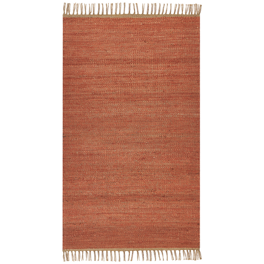 Tappeto in iuta rossa 80 x 150 cm tessuto a mano con frange in stile boho per l'ingresso della camera da letto