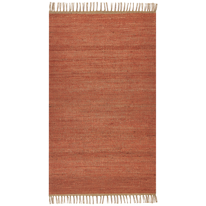 Tappeto in iuta rossa 80 x 150 cm tessuto a mano con frange in stile boho per l'ingresso della camera da letto