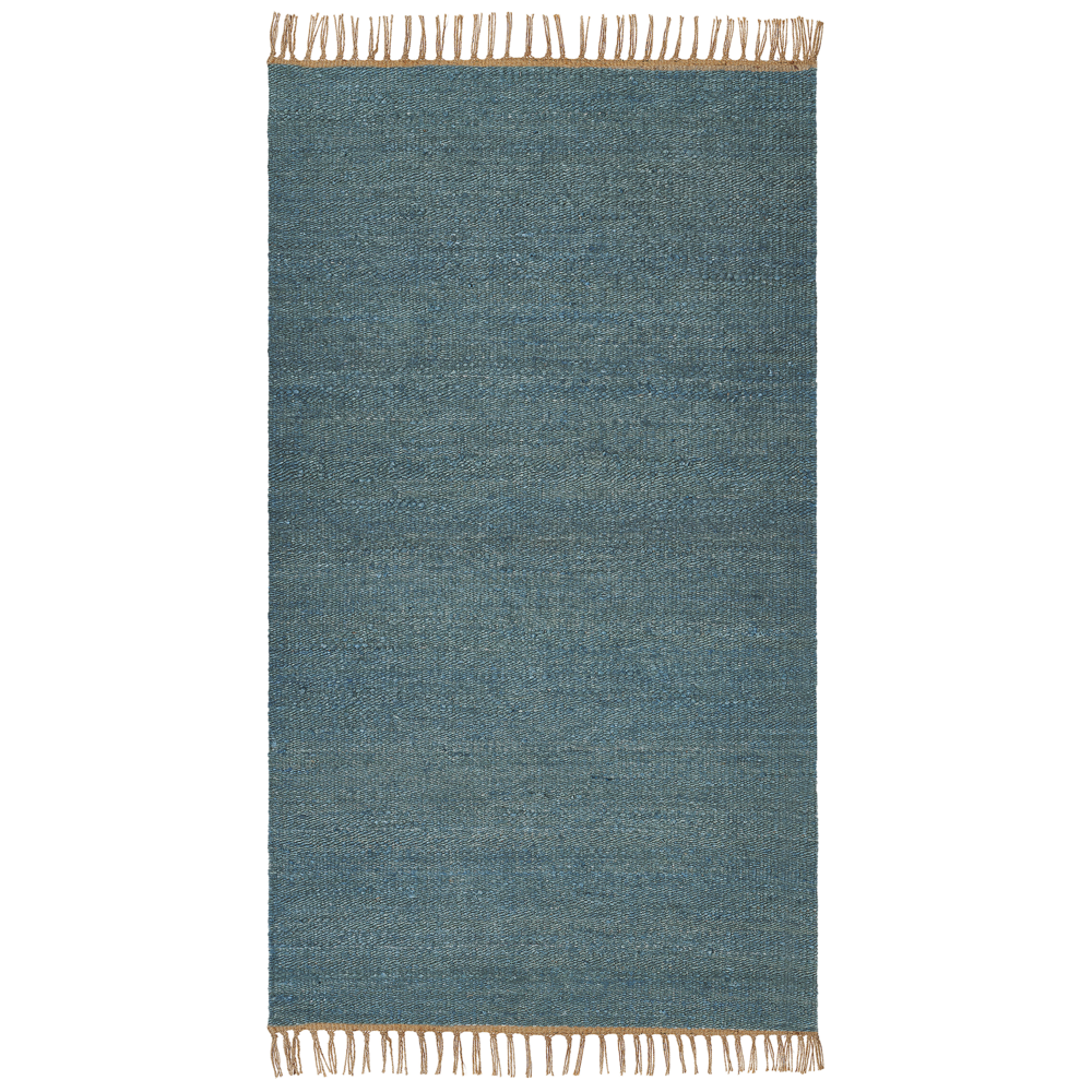 Tappeto in juta blu 80 x 150 cm tessuto a mano con frange in stile boho per l'ingresso della camera da letto
