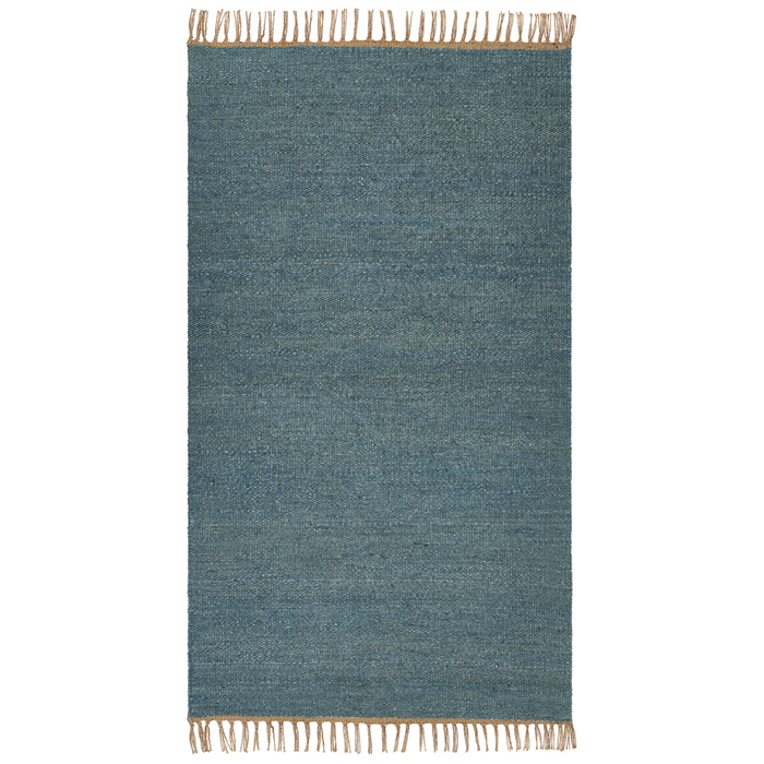 Tappeto in juta blu 80 x 150 cm tessuto a mano con frange in stile boho per l'ingresso della camera da letto