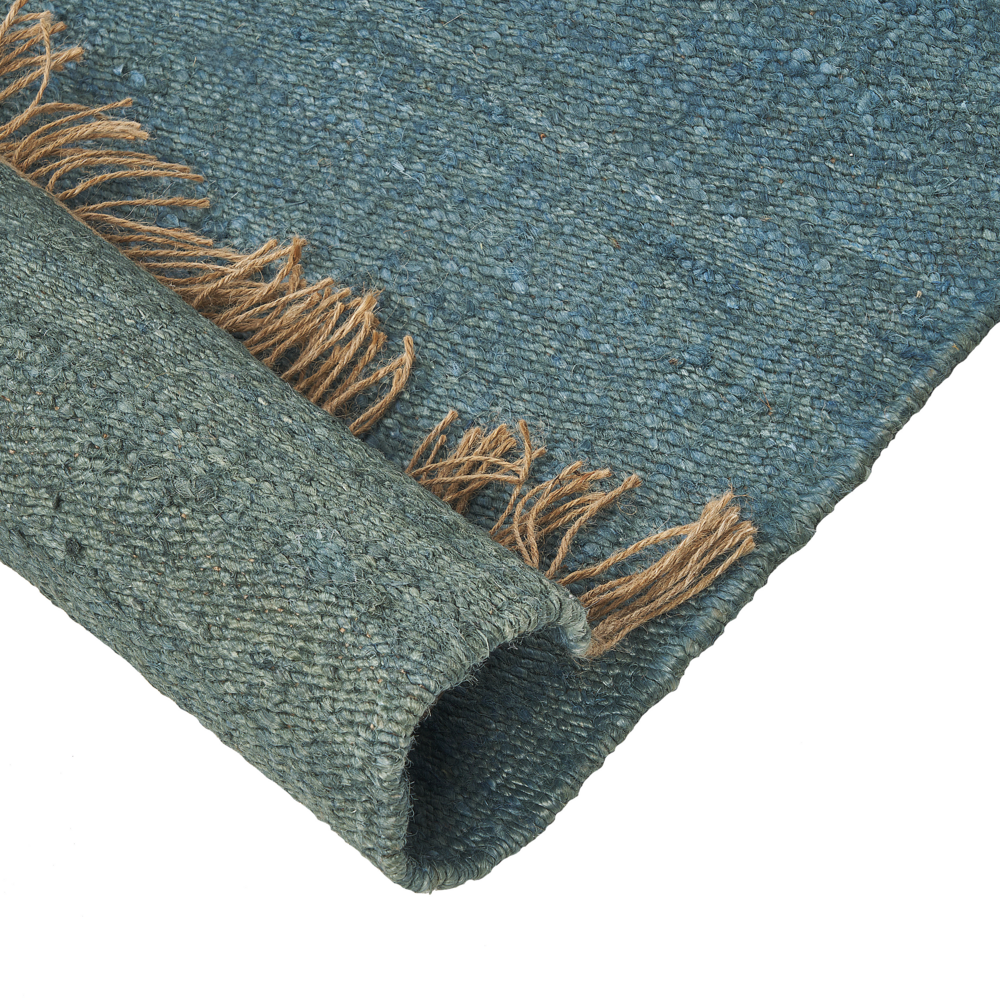 Tappeto in juta blu 80 x 150 cm tessuto a mano con frange in stile boho per l'ingresso della camera da letto