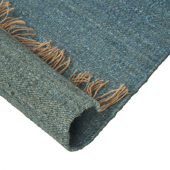 Tappeto in juta blu 80 x 150 cm tessuto a mano con frange in stile boho per l'ingresso della camera da letto