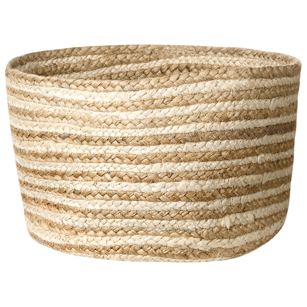 Set di 3 cestini in tessuto di iuta naturale altezza 13/14/20 cm per riporre oggetti in stile rustico Boho