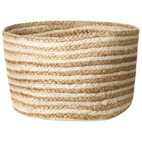 Set di 3 cestini in tessuto di iuta naturale altezza 13/14/20 cm per riporre oggetti in stile rustico Boho