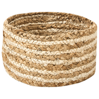 Set di 3 cestini in tessuto di iuta naturale altezza 13/14/20 cm per riporre oggetti in stile rustico Boho