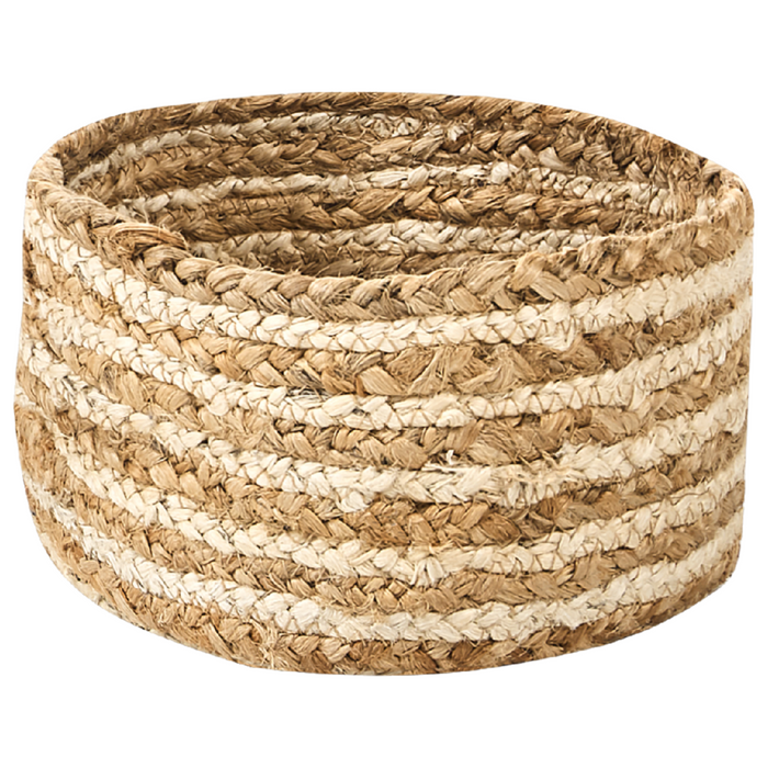 Set di 3 cestini in tessuto di iuta naturale altezza 13/14/20 cm per riporre oggetti in stile rustico Boho