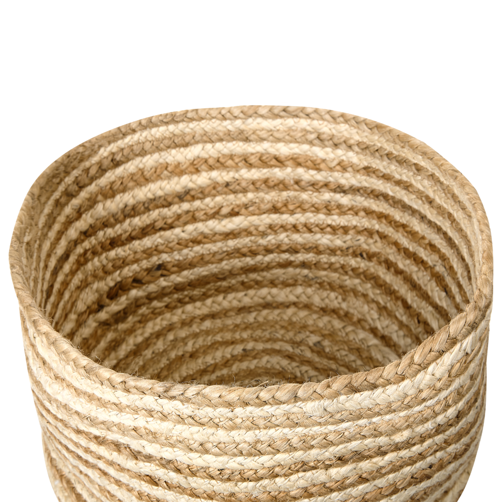 Set di 3 cestini in tessuto di iuta naturale altezza 13/14/20 cm per riporre oggetti in stile rustico Boho