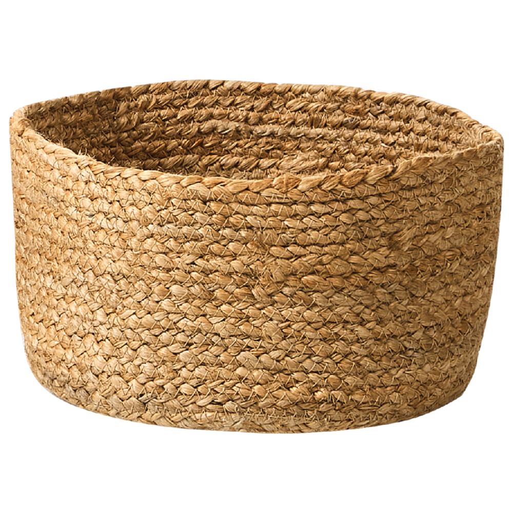 Set di 3 cestini in tessuto di iuta naturale altezza 12/16/21 cm per riporre oggetti in stile rustico Boho