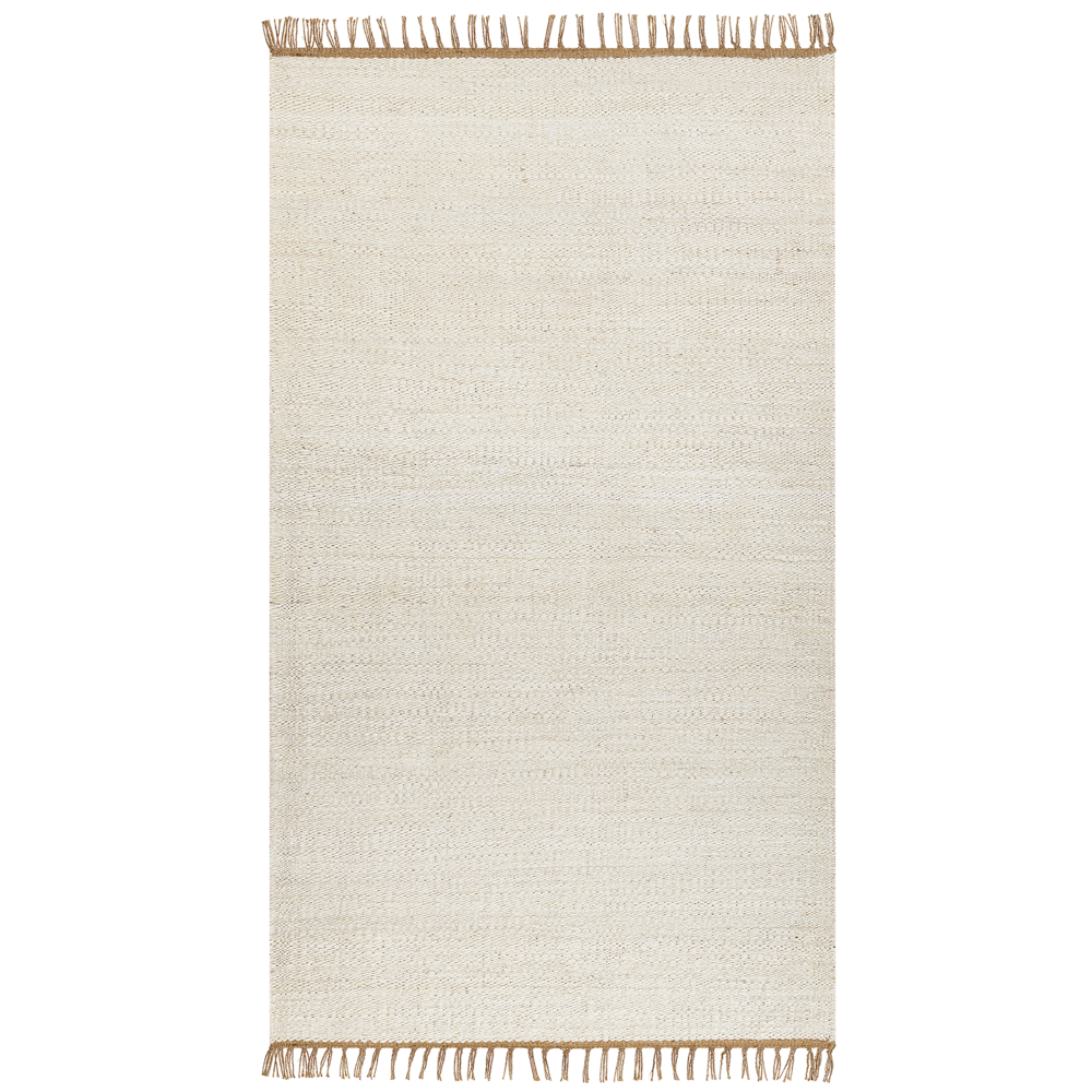 Tappeto in juta beige chiaro 80 x 150 cm tessuto a mano con frange stile boho per l'ingresso della camera da letto