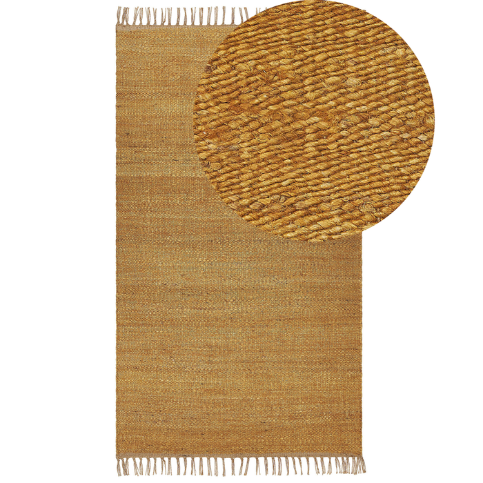 Tappeto in juta senape 80 x 150 cm tessuto a mano con frange stile boho per la sala della camera da letto