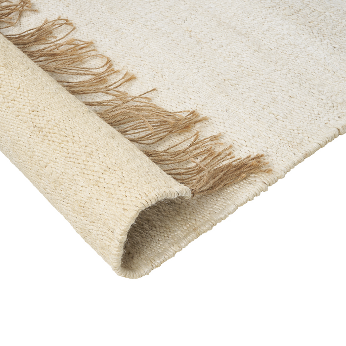 Tappeto in juta beige chiaro 80 x 150 cm tessuto a mano con frange stile boho per l'ingresso della camera da letto