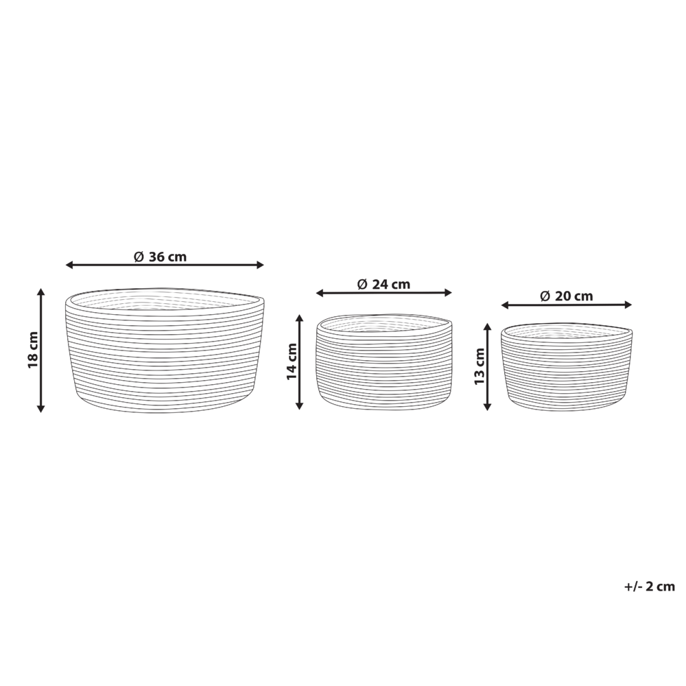 Set di 3 cestini in tessuto di iuta naturale alti 13/14/18 cm per conservare lo stile rustico boho
