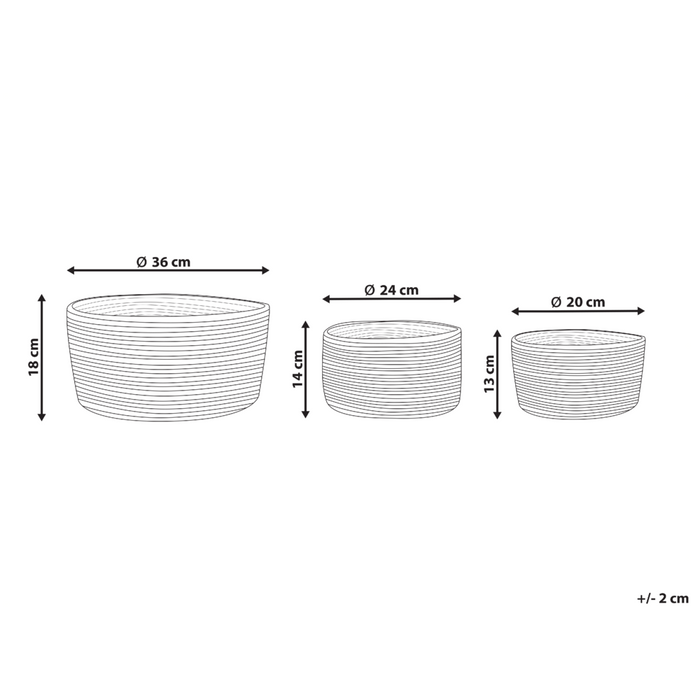 Set di 3 cestini in tessuto di iuta naturale alti 13/14/18 cm per conservare lo stile rustico boho