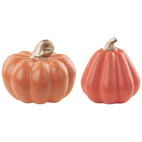 Set di 2 statuette in ceramica arancio dorato 18 cm zucche fatte a mano soggiorno camera da letto decorazione sculture