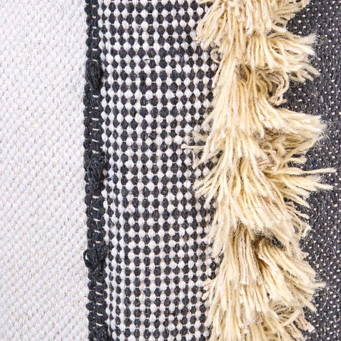 Set di 2 cestini in cotone beige e grigio alti 40/45 cm per riporre oggetti in stile rustico boho