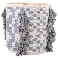 Set di 2 cestini in cotone bianco sporco e grigio 40/45 cm di altezza per conservare lo stile rustico Boho