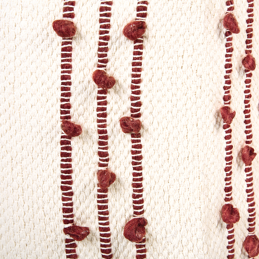 Set di 2 cestini in cotone beige con rosso alti 40/45 cm per riporre oggetti in stile rustico boho