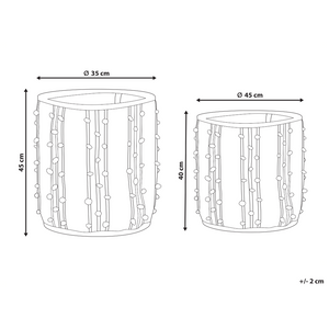 Set di 2 cestini in cotone beige con rosso alti 40/45 cm per riporre oggetti in stile rustico boho