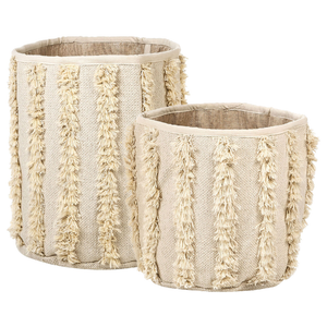 Set di 2 cestini in cotone beige alti 40/45 cm per conservare lo stile rustico boho