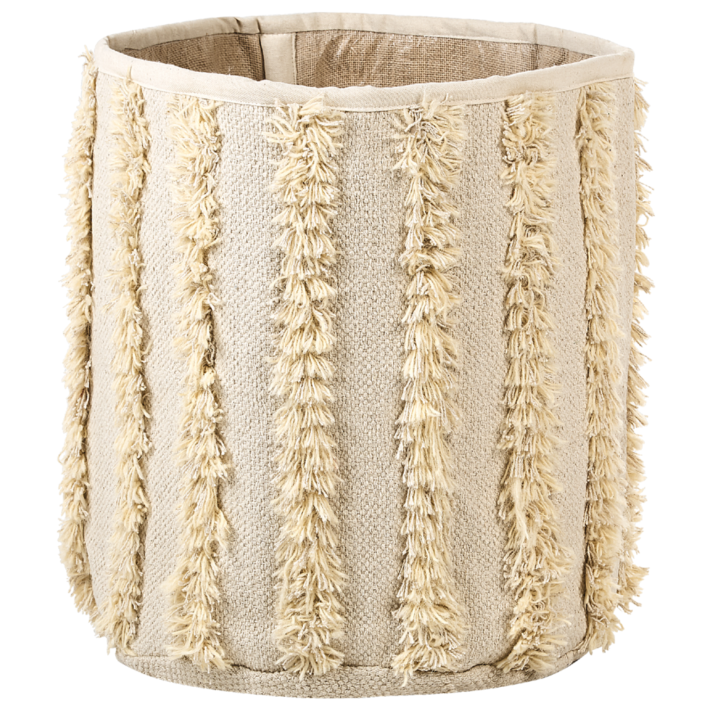 Set di 2 cestini in cotone beige alti 40/45 cm per conservare lo stile rustico boho