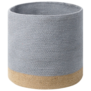 Set di 3 cestini portaoggetti in cotone iuta grigio e naturale portabiancheria Boho