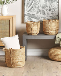 Set di 3 cestini portaoggetti in iuta naturale da 30 cm, portabiancheria, contenitori Boho