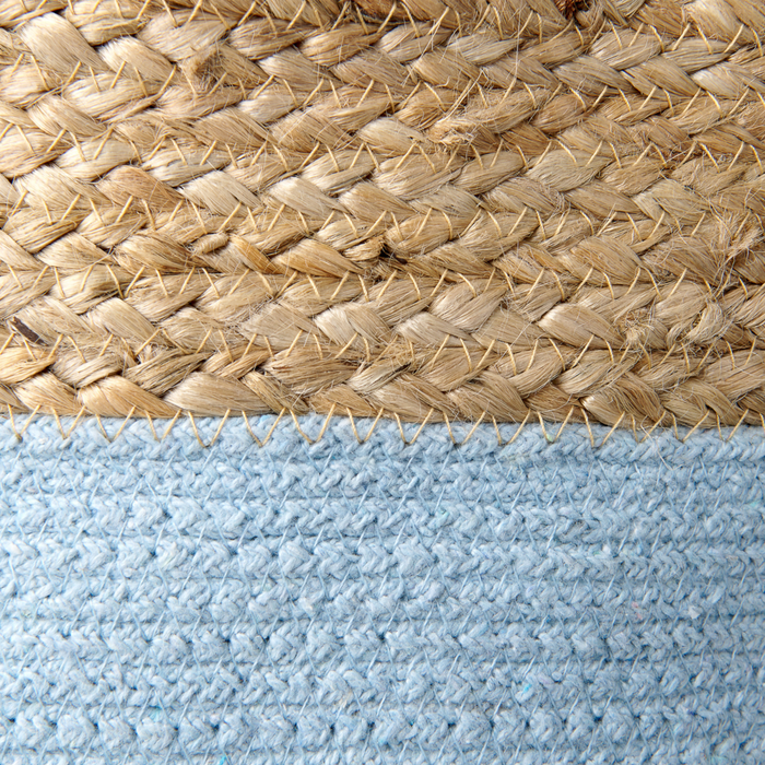 Set di 2 cesti portaoggetti in cotone iuta blu e naturale da 50 cm portabiancheria Boho