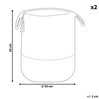 Set di 2 cesti portaoggetti in cotone iuta blu e naturale da 50 cm portabiancheria Boho