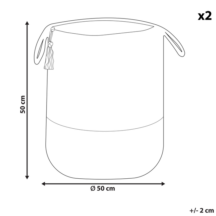 Set di 2 cestini portaoggetti in cotone iuta navy e naturale da 50 cm portabiancheria Boho