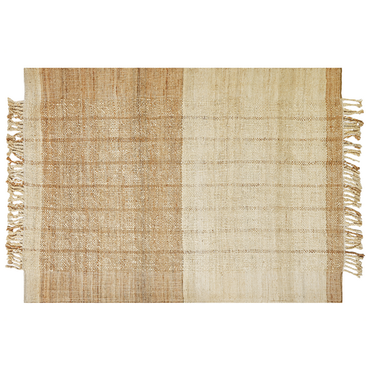 Tappeto in juta beige 160 x 230 cm tessuto a mano con frange in stile rustico per l'ingresso della camera da letto