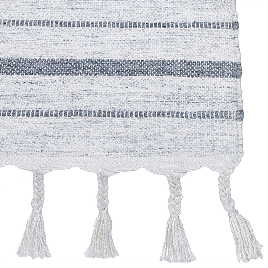 Tappeto bianco sporco 140 x 200 cm per soggiorno e camera da letto con frange a righe