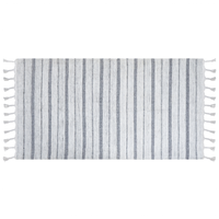 Tappeto bianco sporco 80 x 150 cm per soggiorno e camera da letto con frange a righe