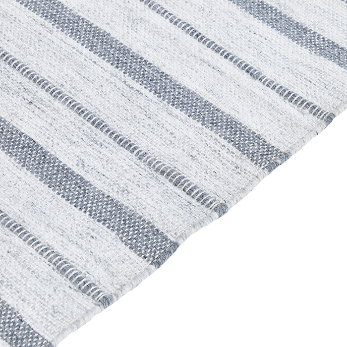 Tappeto bianco sporco 80 x 150 cm per soggiorno e camera da letto con frange a righe