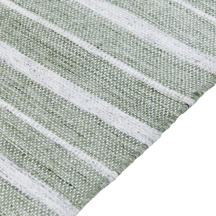 Tappeto verde 160 x 230 cm per soggiorno e camera da letto con frange a righe