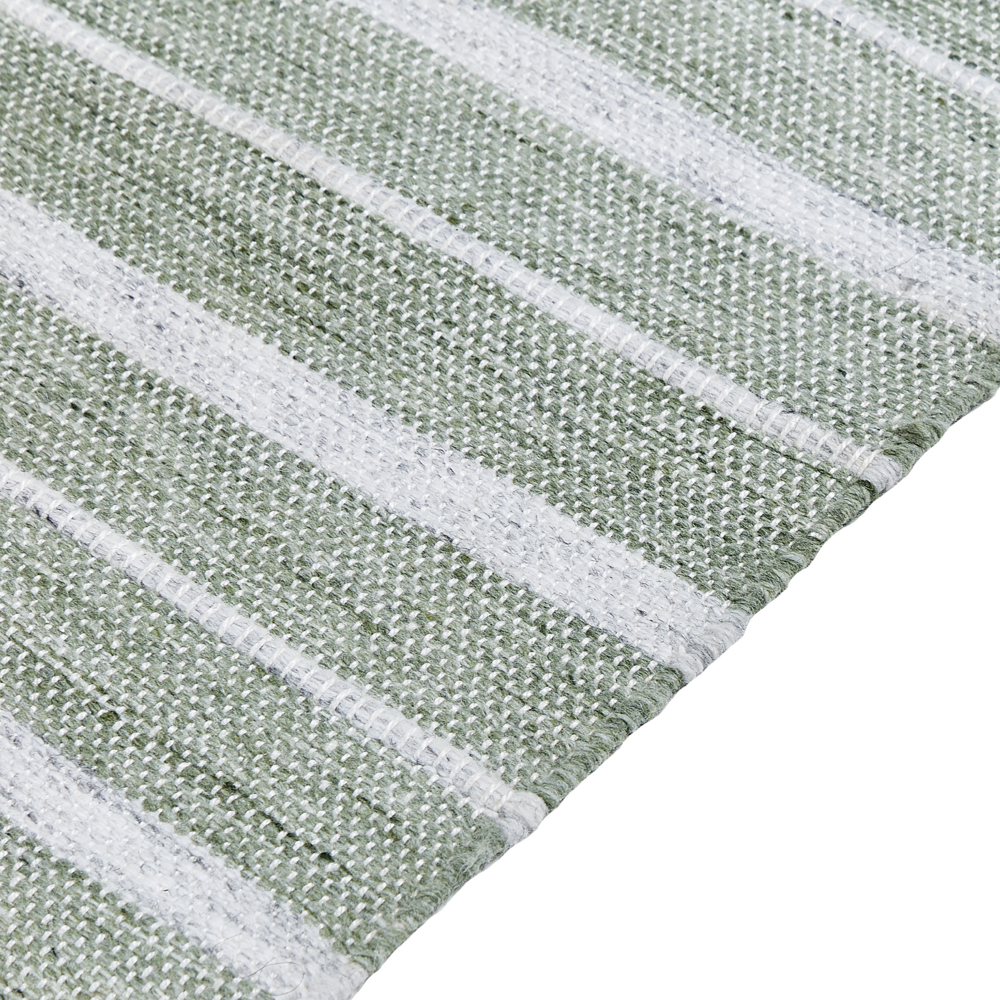 Tappeto verde 80 x 150 cm per soggiorno e camera da letto con frange a righe