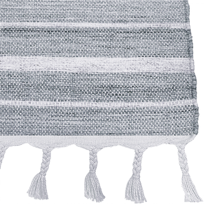 Tappeto grigio chiaro 140 x 200 cm per soggiorno e camera da letto con frange rigate