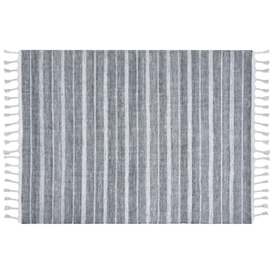 Tappeto grigio chiaro 160 x 230 cm per soggiorno e camera da letto con frange rigate