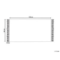 Tappeto blu 80 x 150 cm per soggiorno e camera da letto con frange a righe