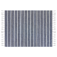 Tappeto blu 160 x 230 cm per soggiorno e camera da letto con frange a righe