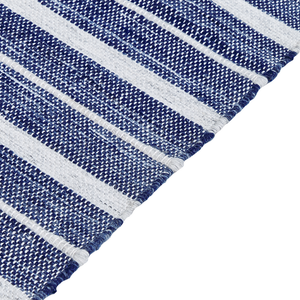 Tappeto blu 160 x 230 cm per soggiorno e camera da letto con frange a righe