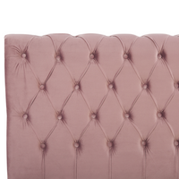 Letto ad acqua in velluto rosa 160 x 200 cm con testiera trapuntata stile glamour
