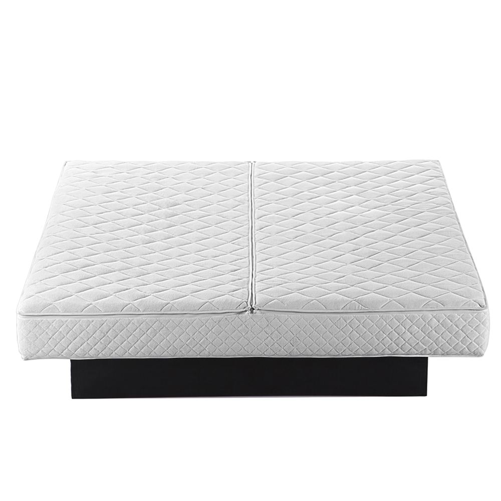 Letto ad acqua in velluto beige 180 x 200 cm con testiera trapuntata stile glamour