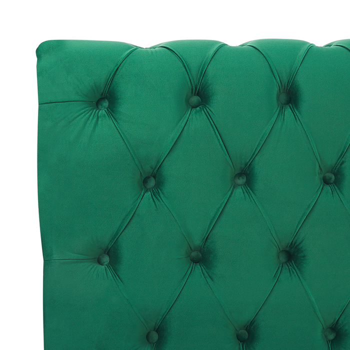 Letto ad acqua 180 x 200 cm in velluto verde smeraldo con testiera trapuntata glamour