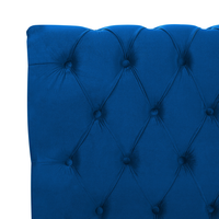 Letto ad acqua in velluto blu marino 180 x 200 cm con testiera trapuntata glamour