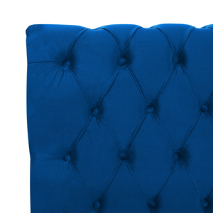 Letto ad acqua in velluto blu marino 180 x 200 cm con testiera trapuntata glamour
