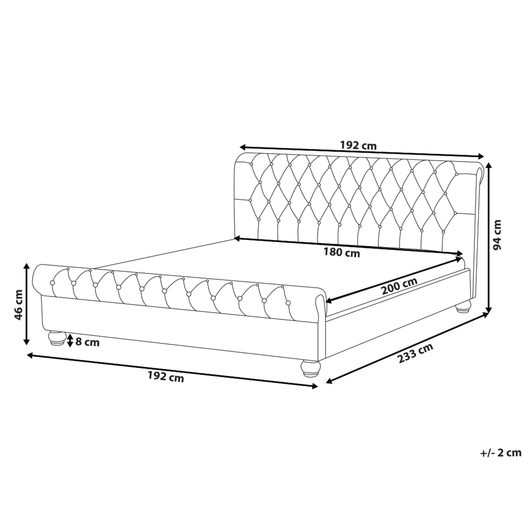Letto ad acqua in velluto blu marino 180 x 200 cm con testiera trapuntata glamour